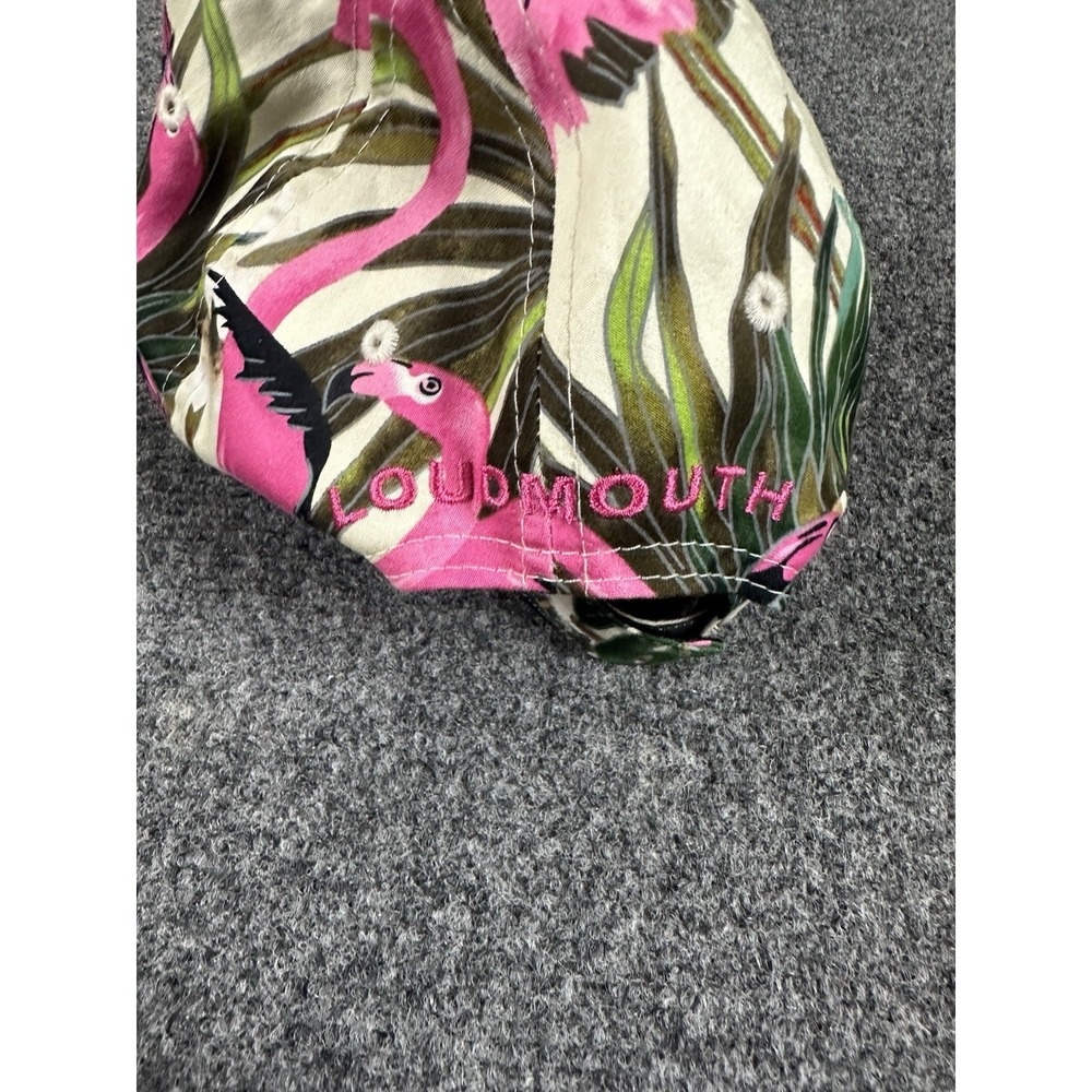 Loudmouth Floral Flamingo Baseball Cap Hat Adj Green Pink Tropical Men's Women's - Picture 3 of 6